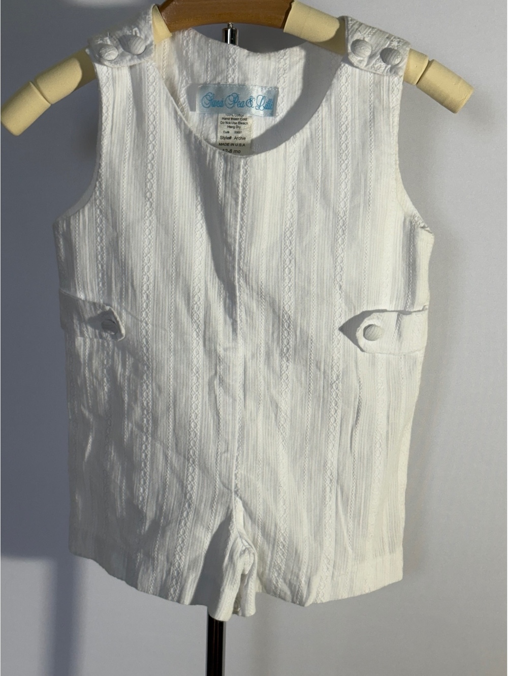 Sweet Pea & Lily “Archie” Baby Boy White Cotton Romper 12–18 Months USA